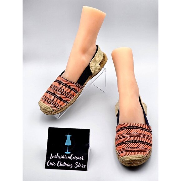 Coach Women's Coral/Blue Rayanne Sling Flat Espadrille Size 9B 336 - Picture 1 of 14